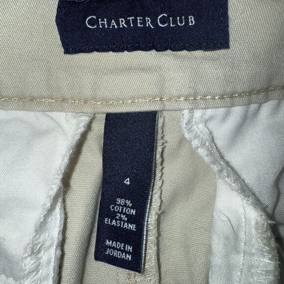 Charter Club - Beige twill cuffed long Bermuda shorts Women's 4 - Picture 3 of 6